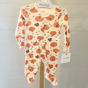 Little Planet Carter's Baby Girls Footed Pajamas Pumpkin Squirrel Print Cream NB